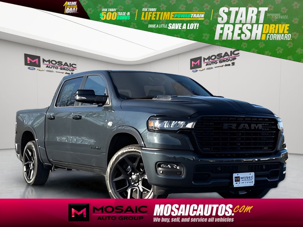 Forged Blue Metallic 2026 RAM 1500 Laramie Crew Cab 4WD Pickup Truck Four-Wheel Drive 8-Speed Automatic