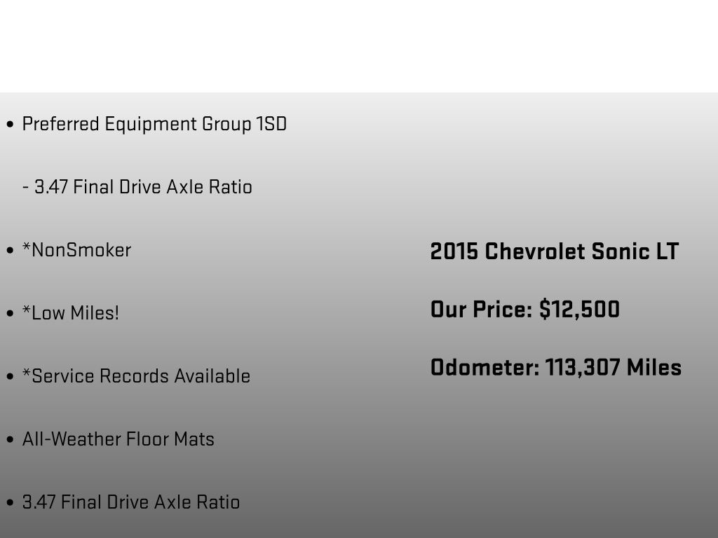 2015 Chevrolet Sonic LT Black at Klick Lewis Buick Chevrolet