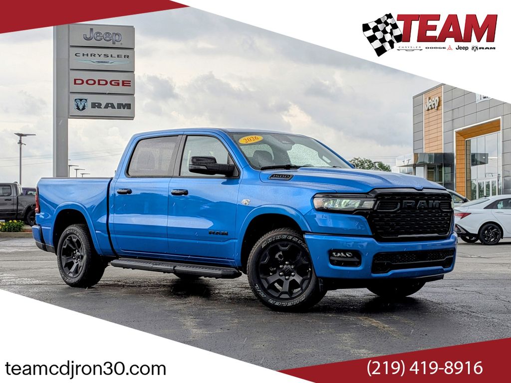 Hydro Blue Pearlcoat 2026 RAM 1500 Big Horn Crew Cab 4WD Pickup Truck Four-Wheel Drive 8-Speed Automatic