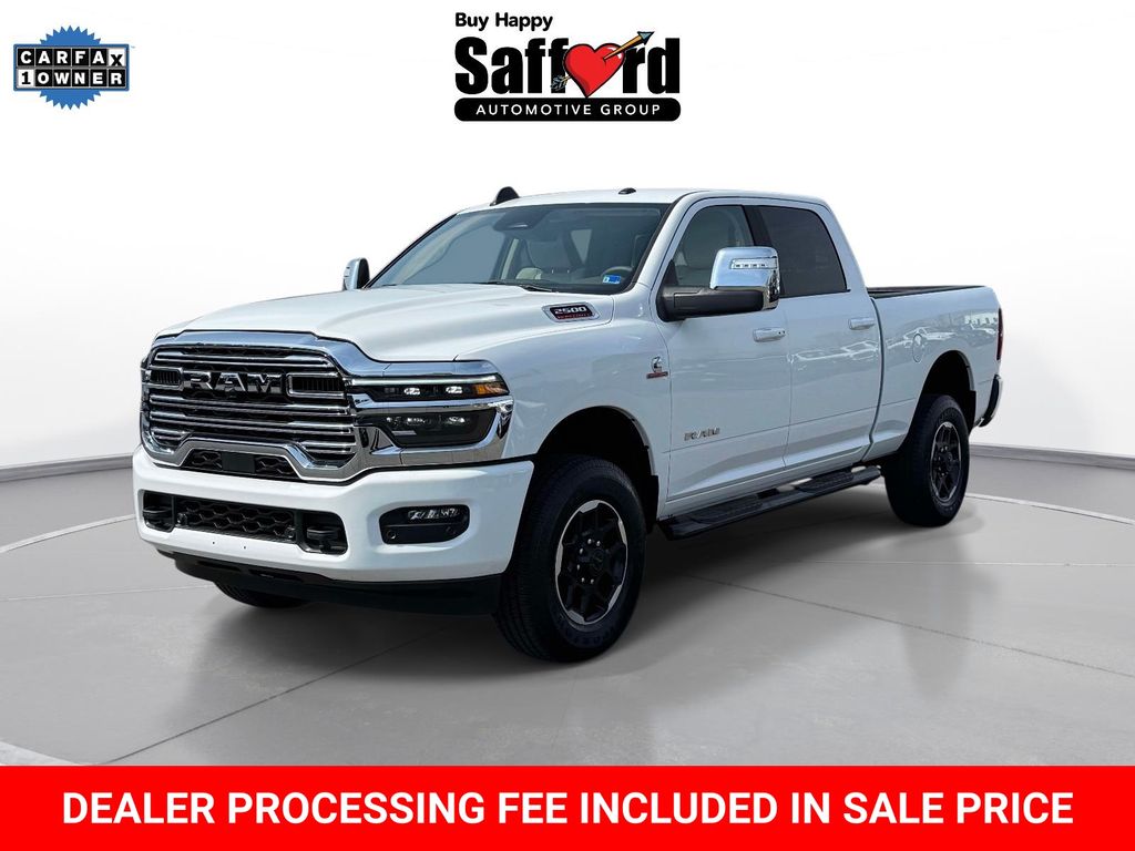 Bright White Clearcoat 2025 RAM 2500 Laramie Crew Cab 4WD Pickup Truck Four-Wheel Drive 8-Speed Automatic