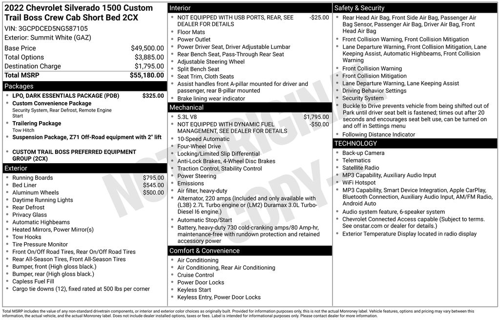 2022 Chevrolet Silverado 1500 Custom Trail Boss White at Carlisle Cadillac Buick GMC