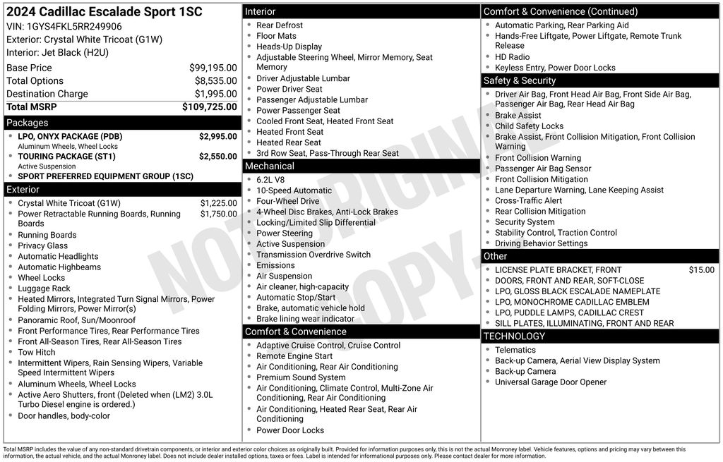 Used Car 2024 Cadillac Escalade  Sport For Sale Under $90,000 In Austin, Texas