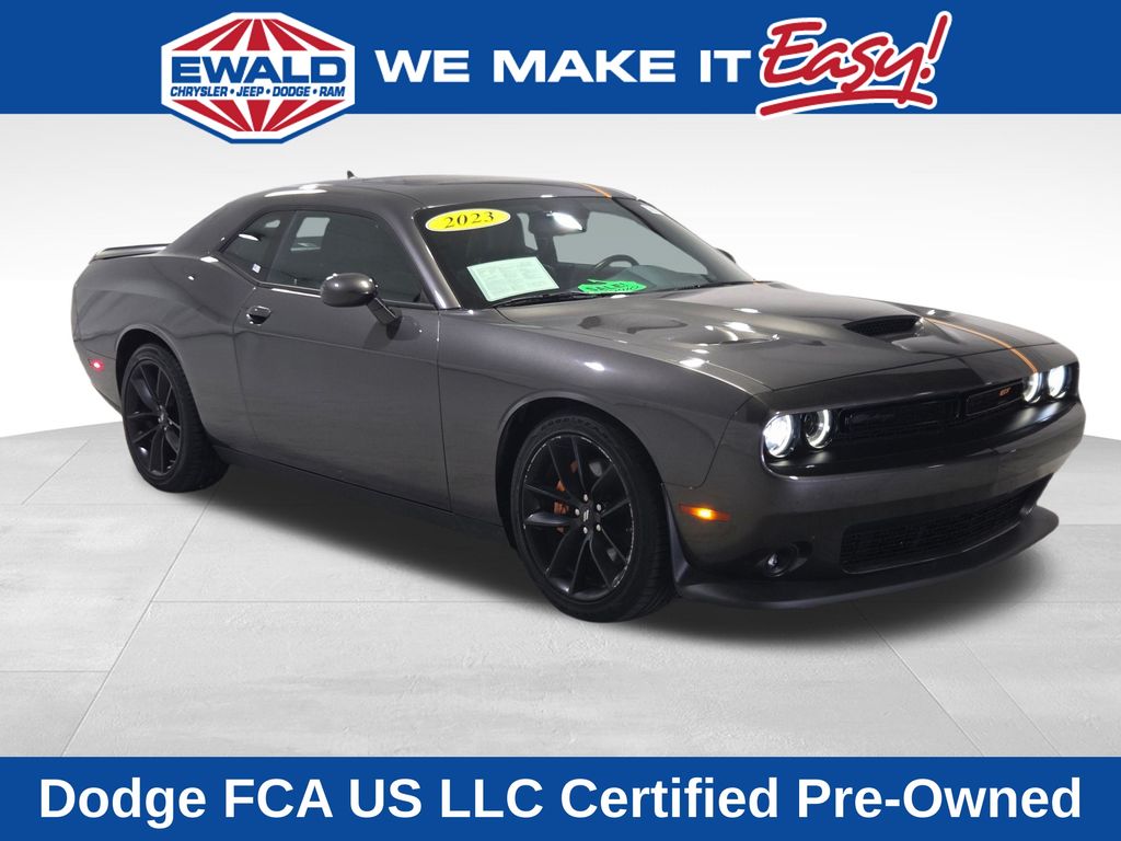 Gray (Granite Crystal Metallic Clearcoat) 2023 Dodge Challenger Coupe Rear-Wheel Drive 8-Speed Automatic