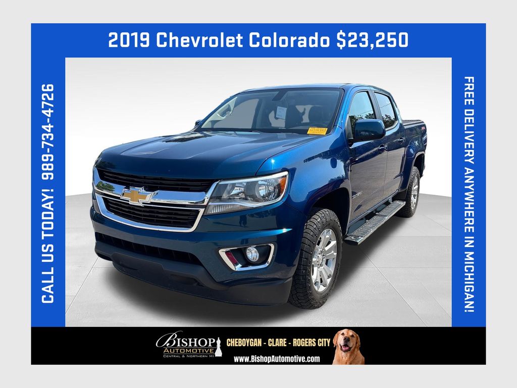 Pacific Blue Metallic 2019 Chevrolet Colorado Pickup Truck Four-Wheel Drive 8-Speed Automatic