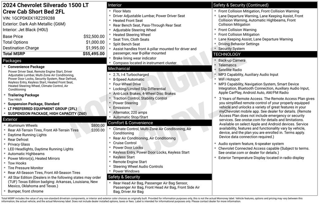 2024 Dark Ash Metallic Chevrolet Silverado 1500 LT 4X4 Truck