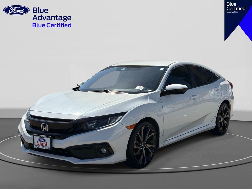 Platinum White Pearl 2021 Honda Civic Sedan Front-Wheel Drive Continuously Variable Transmission