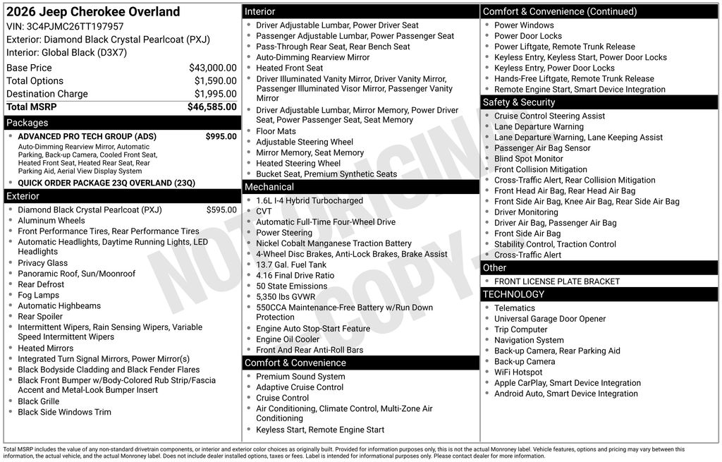 new 2026 Jeep Cherokee car, priced at $45,653