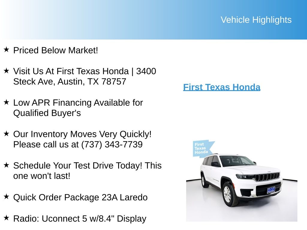 Used Car 2023 Jeep Grand Cherokee L  Laredo For Sale Under $30,000 In Austin, Texas