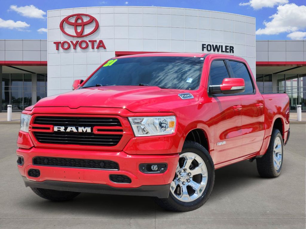 Flame Red Clearcoat 2021 RAM 1500 Pickup Truck Four-Wheel Drive 8-Speed Automatic