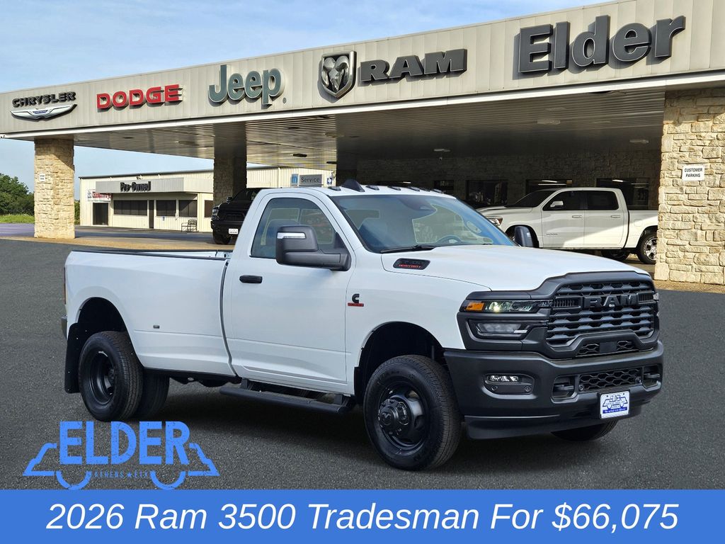 Bright White Clearcoat 2026 RAM 3500 Tradesman Regular Cab LB DRW 4WD Pickup Truck Four-Wheel Drive 8-Speed Automatic