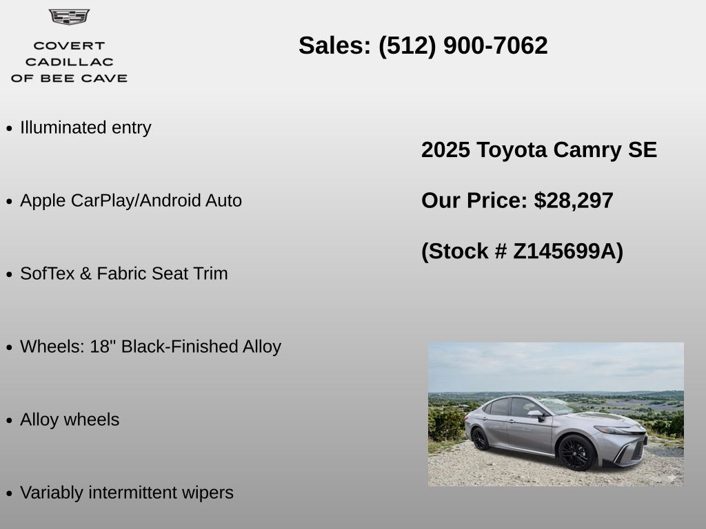 Used Car 2025 Toyota Camry  Se For Sale Under $30,000 In Austin, Texas