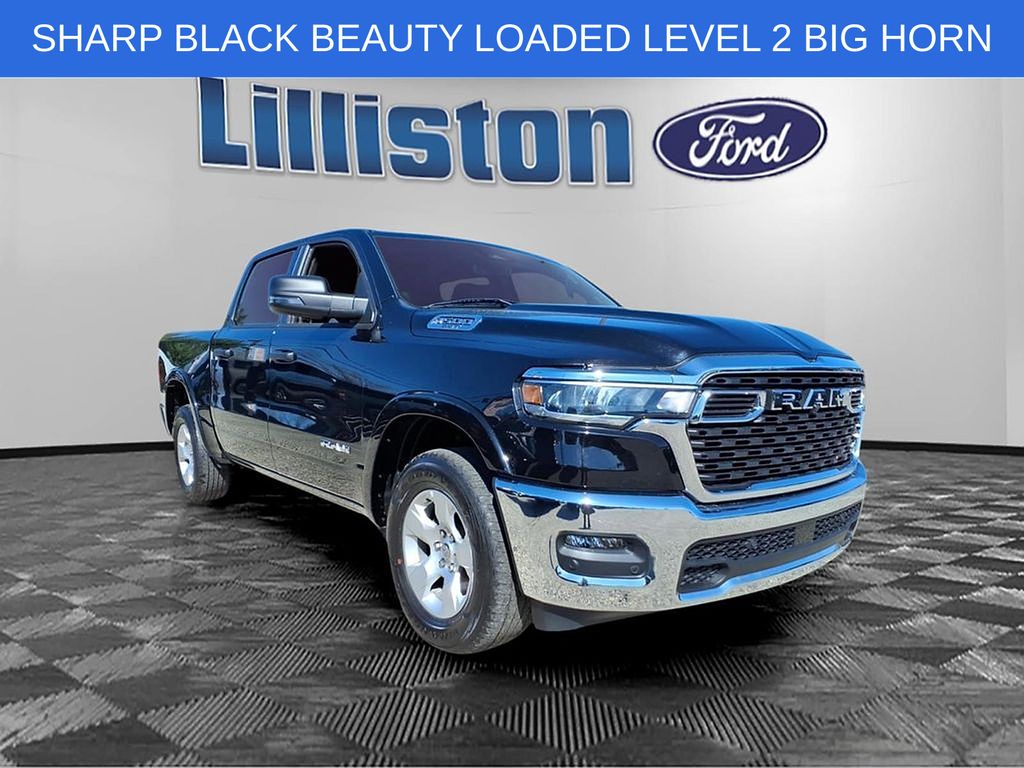 Diamond Black Crystal Pearlcoat 2025 RAM 1500 Big Horn Crew Cab 4WD Pickup Truck Four-Wheel Drive 8-Speed Automatic