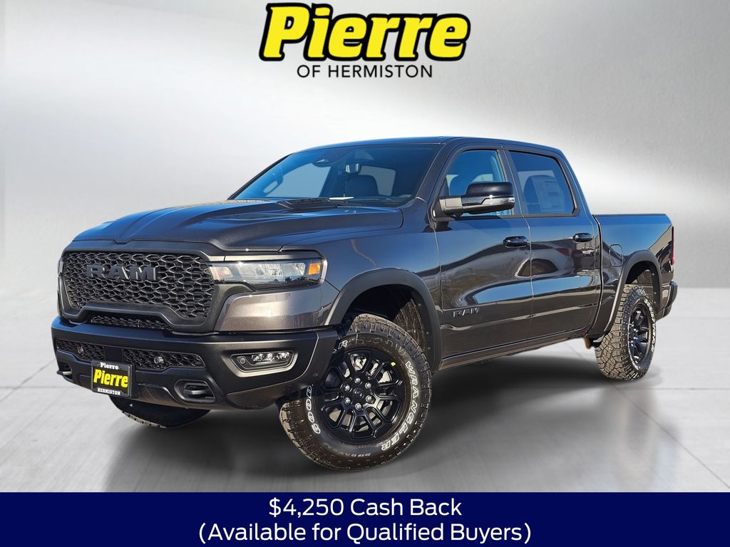 Crystal Metallic 2026 RAM 1500 Rebel Crew Cab 4WD Pickup Truck Four-Wheel Drive 8-Speed Automatic