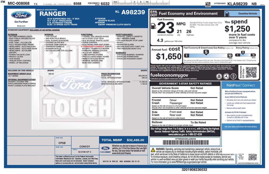2019 Ford Ranger XLT Black at Community Honda