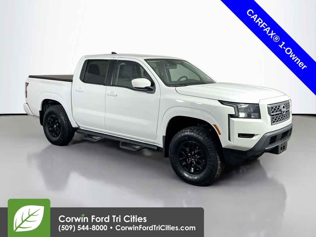 Glacier White 2024 Nissan Frontier SV Crew Cab 4WD Pickup Truck Four-Wheel Drive 9-Speed Automatic Overdrive