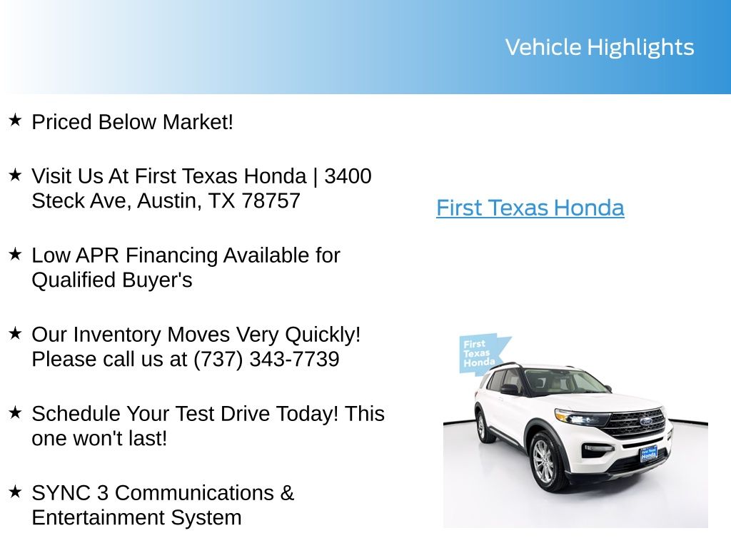 Used Car 2020 Ford Explorer  Xlt For Sale Under $20,000 In Austin, Texas