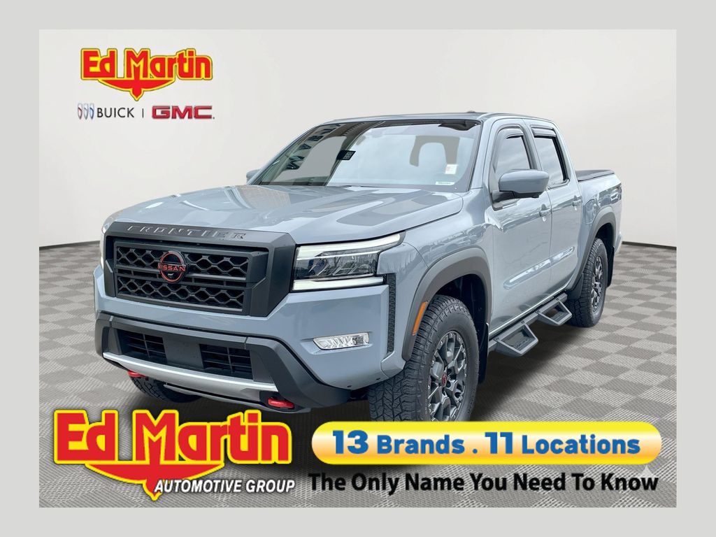 Boulder Gray 2024 Nissan Frontier PRO-4X Crew Cab 4WD Pickup Truck Four-Wheel Drive 9-Speed Automatic Overdrive