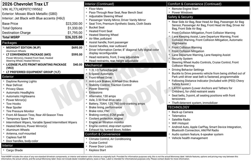 New 2026 Black Chevrolet LT image 8