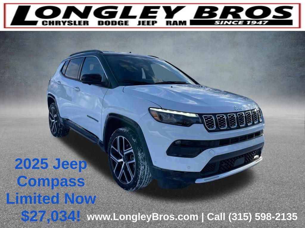 Bright White Clearcoat 2025 Jeep Compass SUV / Crossover Four-Wheel Drive 8-Speed Automatic