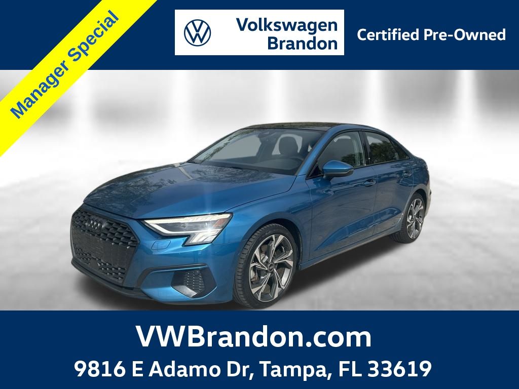 Atoll Blue Metallic 2022 Audi A3 40 TFSI quattro Premium Plus AWD Sedan All-Wheel Drive 7-Speed Automatic
