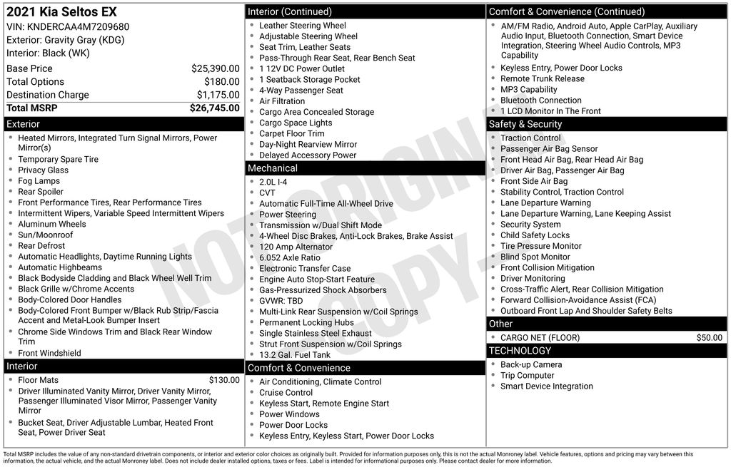 Used 2021 Gray Kia EX image 2