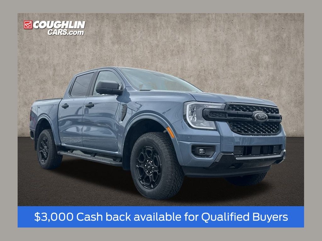 Blue (Azure Gray Metallic Tri-Coat) 2025 Ford Ranger XLT SuperCrew 4WD Pickup Truck Four-Wheel Drive Automatic