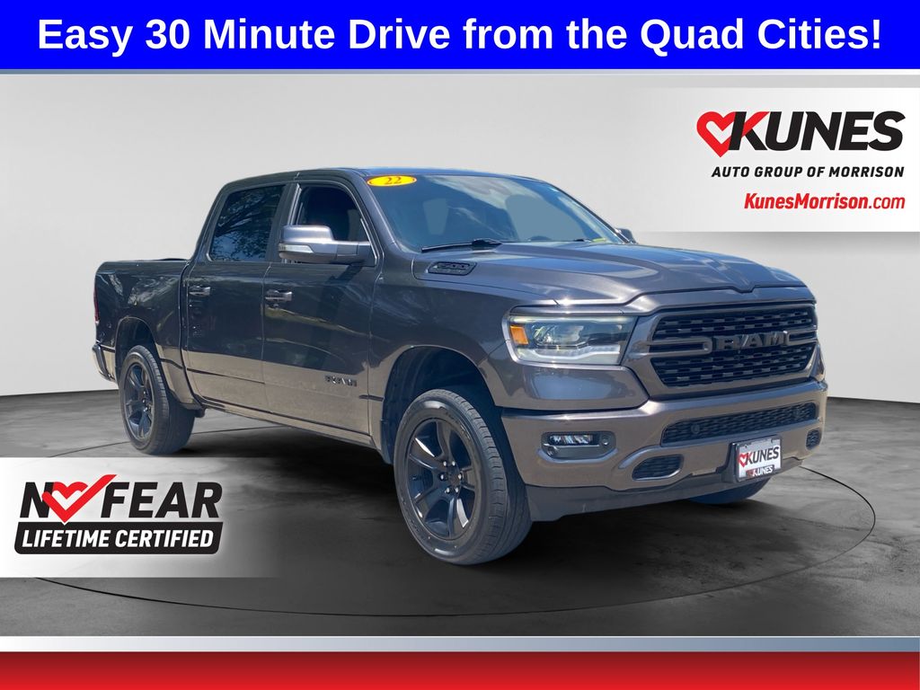 Gray (Granite Crystal Metallic Clearcoat) 2022 RAM 1500 Pickup Truck Four-Wheel Drive 8-Speed Automatic