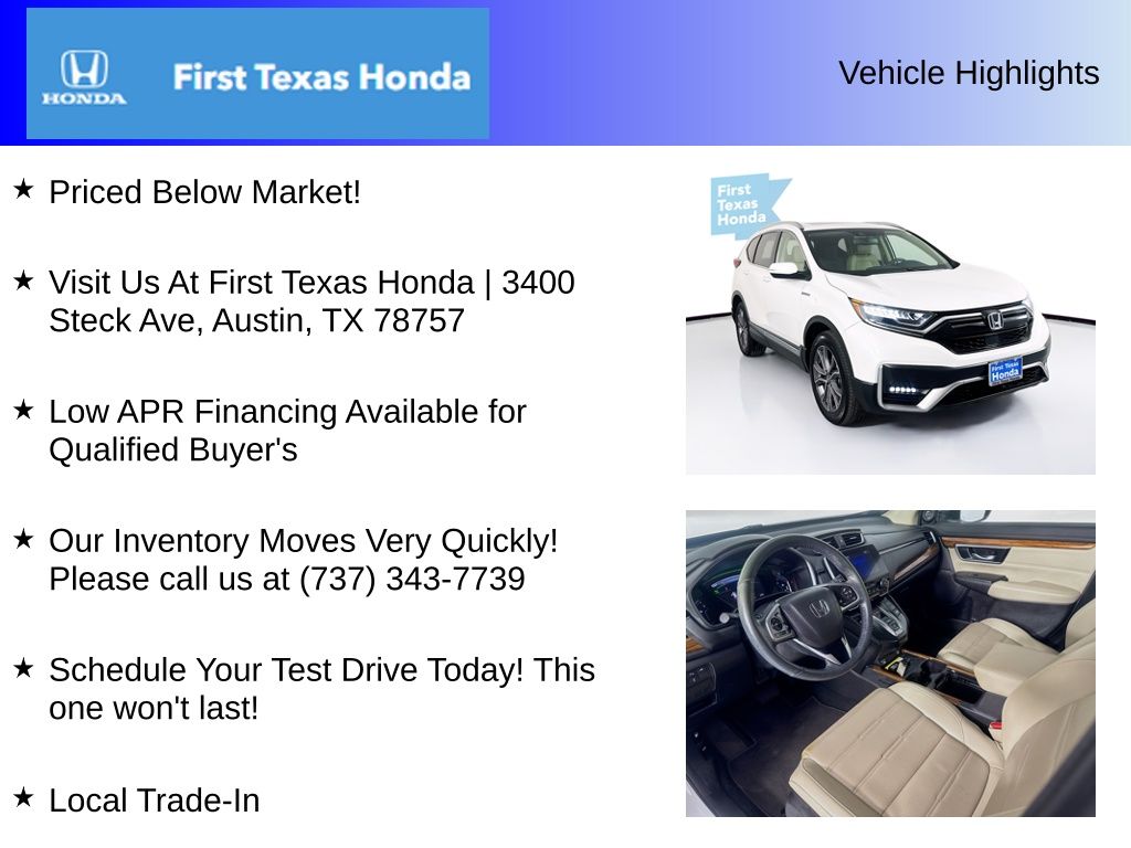 Used Car 2021 Honda Cr-v Hybrid  Touring For Sale Under $35,000 In Austin, Texas