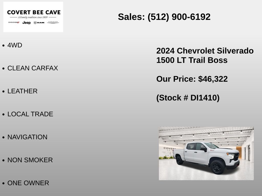 Used Car 2024 Chevrolet Silverado 1500  Lt Trail Boss For Sale Under $50,000 In Austin, Texas