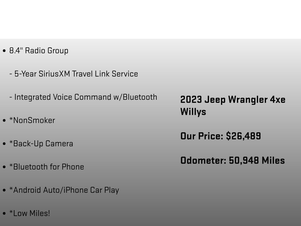 2023 Jeep Wrangler Base 4xe Black at Klick Lewis Buick Chevrolet
