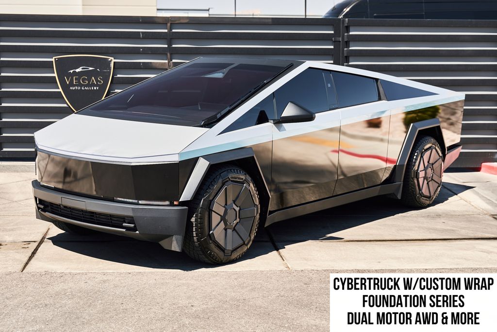Gray (Stainless Steel) 2024 Tesla Cybertruck Pickup Truck All-Wheel Drive 1-Speed Automatic