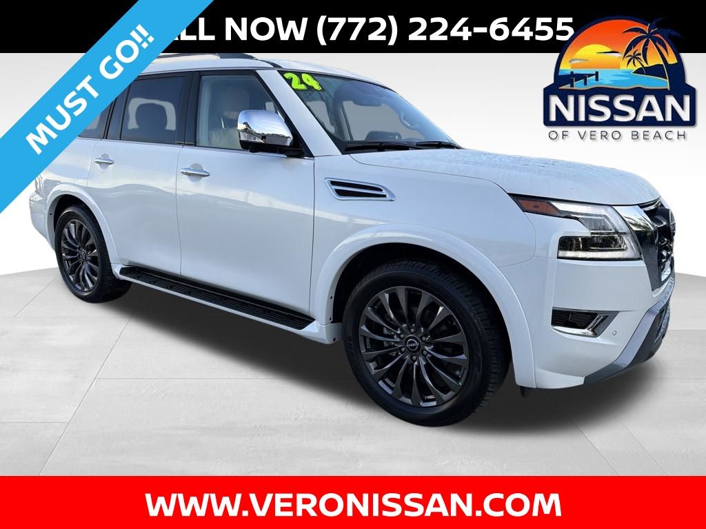 Aspen White 2024 Nissan Armada Platinum RWD SUV / Crossover 4X2 7-Speed Automatic