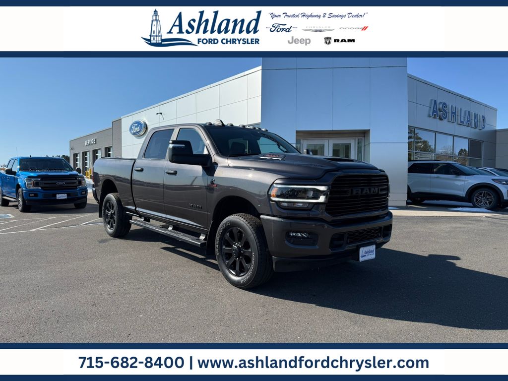 Gray (Granite Crystal Metallic Clearcoat) 2024 RAM 3500 Laramie Crew Cab 4WD Pickup Truck Four-Wheel Drive 6-Speed Automatic