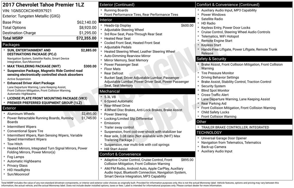 Used Car 2017 Chevrolet Tahoe  Premier For Sale Under $30,000 In Austin, Texas