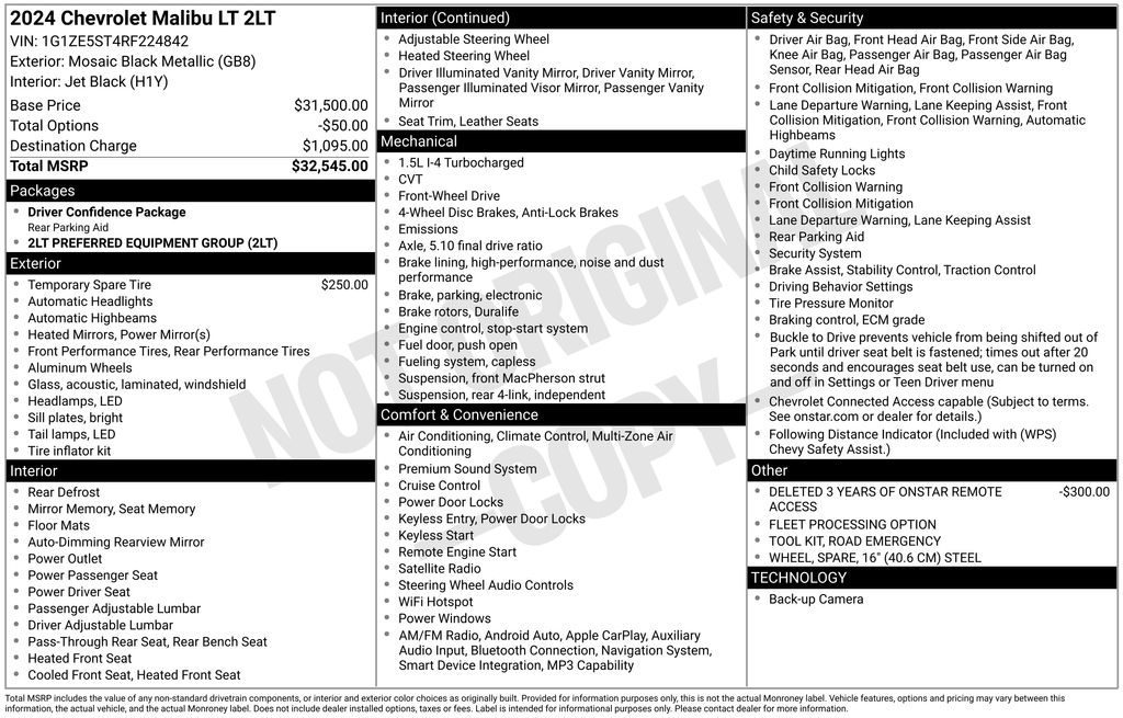 Used Car 2024 Chevrolet Malibu  Lt For Sale Under $20,000 In Austin, Texas