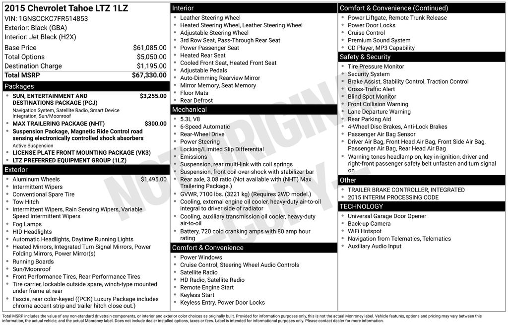 Used Car 2015 Chevrolet Tahoe  Ltz For Sale Under $20,000 In Austin, Texas