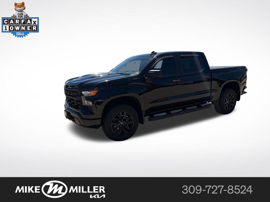 Black 2022 Chevrolet Silverado 1500 Custom Trail Boss Crew Cab 4WD Pickup Truck Four-Wheel Drive Automatic