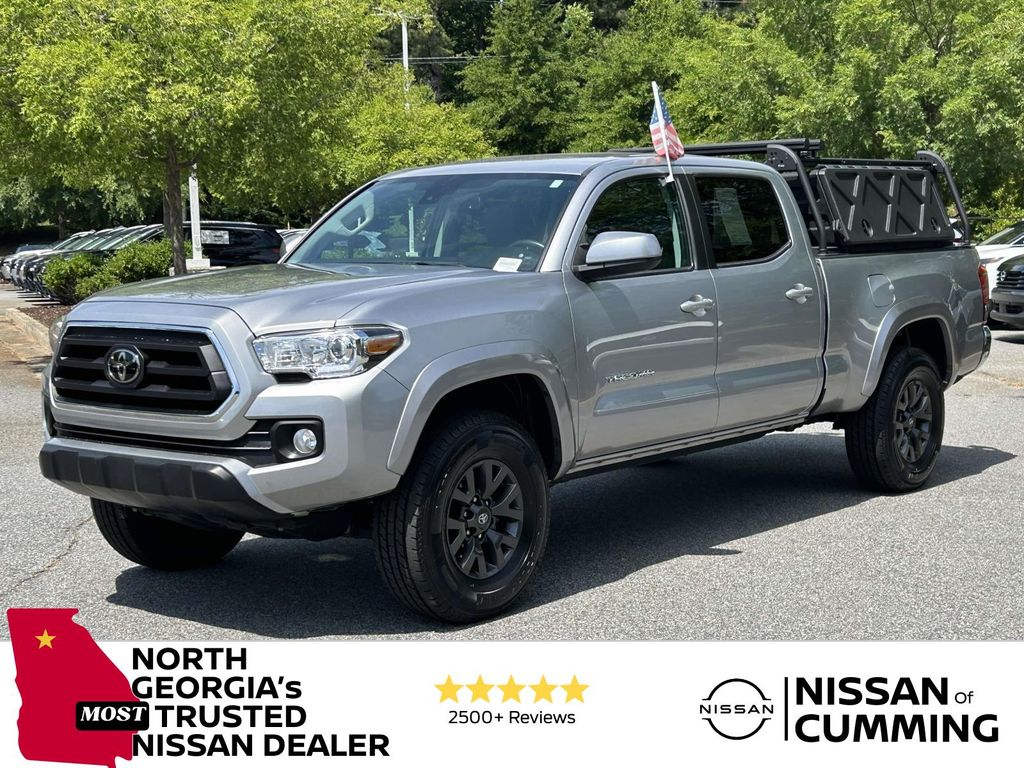 Silver Sky Metallic 2021 Toyota Tacoma SR5 V6 Double Cab LB 4WD Pickup Truck Four-Wheel Drive 6-Speed Automatic