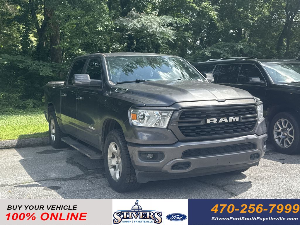 Gray (Granite Crystal Metallic Clearcoat) 2023 RAM 1500 Big Horn Crew Cab 4WD Pickup Truck Four-Wheel Drive 8-Speed Automatic