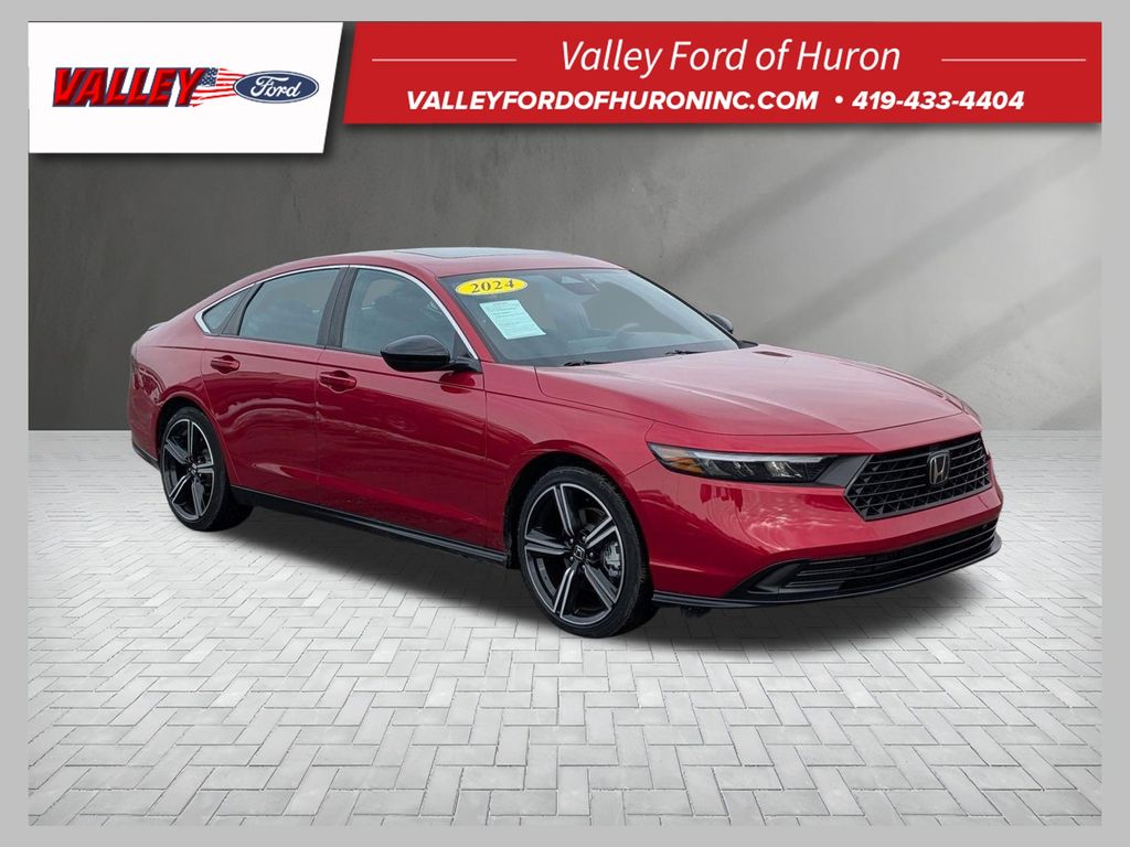 Red 2024 Honda Accord Hybrid Sport FWD Sedan Front-Wheel Drive Continuously Variable Transmission