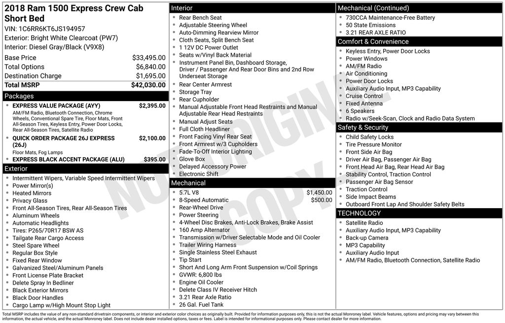 Certified Used 2018 White Ram Express image 3
