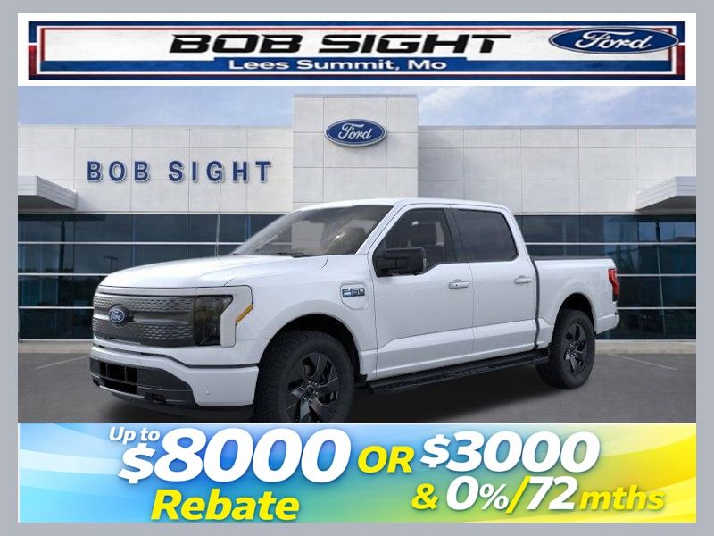 Space White Metallic 2025 Ford F-150 Lightning Flash SuperCrew AWD Pickup Truck All-Wheel Drive Automatic