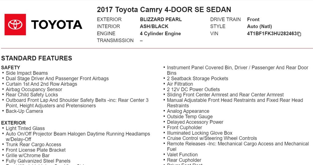 2017 Toyota Camry SE 18