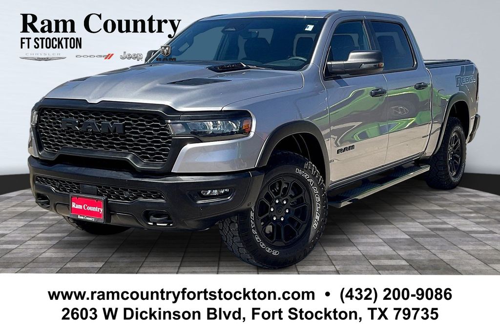 Billet Silver Metallic Clearcoat 2025 RAM 1500 Rebel Crew Cab 4WD Pickup Truck Four-Wheel Drive 8-Speed Automatic