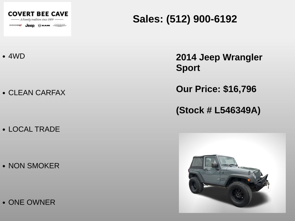 Used Car 2014 Jeep Wrangler  For Sale Under $20,000 In Austin, Texas