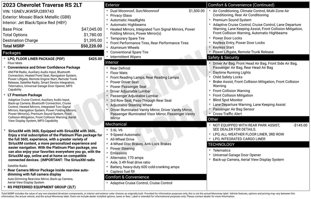 2023 Chevrolet Traverse RS Black at Carlisle Cadillac Buick GMC