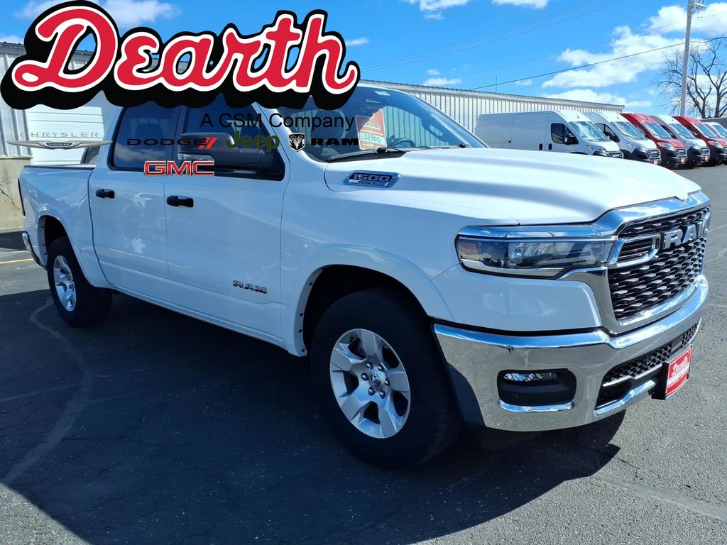 Bright White Clearcoat 2025 RAM 1500 Big Horn Crew Cab 4WD Pickup Truck Four-Wheel Drive 8-Speed Automatic