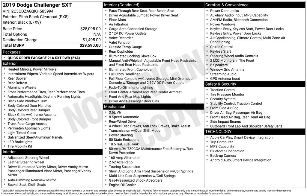 used 2019 Dodge Challenger car, priced at $17,300