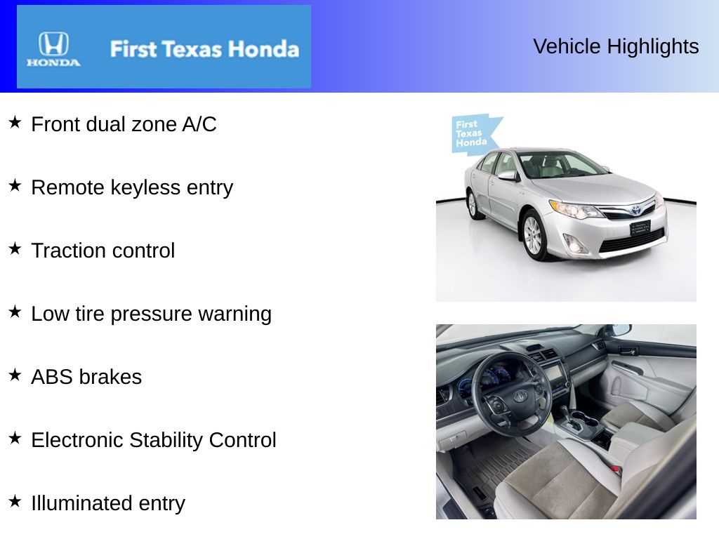 Used Car 2012 Toyota Camry Hybrid  Le For Sale Under $15,000 In Austin, Texas