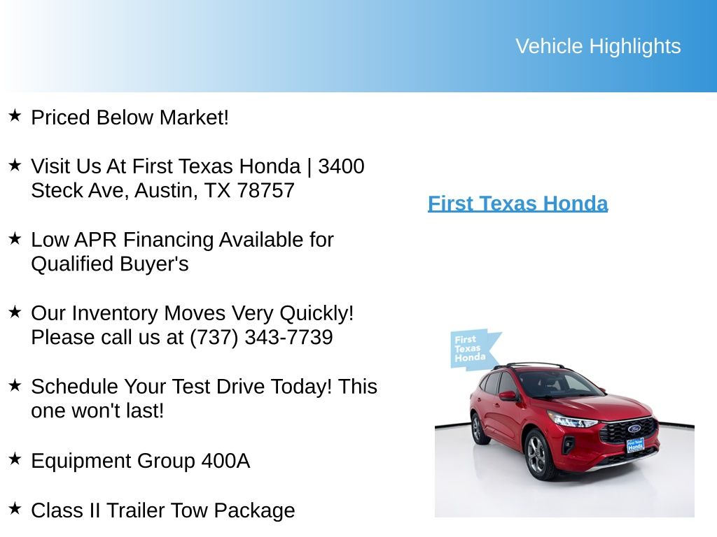 Used Car 2023 Ford Escape Hybrid  St-line Select For Sale Under $25,000 In Austin, Texas
